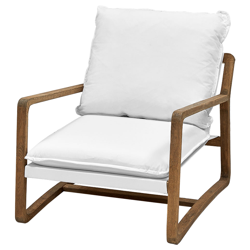 Белое кресло Loan Armchair с каркасом из массива дуба Белый Светлый дуб Белое кресло Loan Armchair с каркасом из массива дуба Белый Светлый дуб в Твери | Loft Concept
