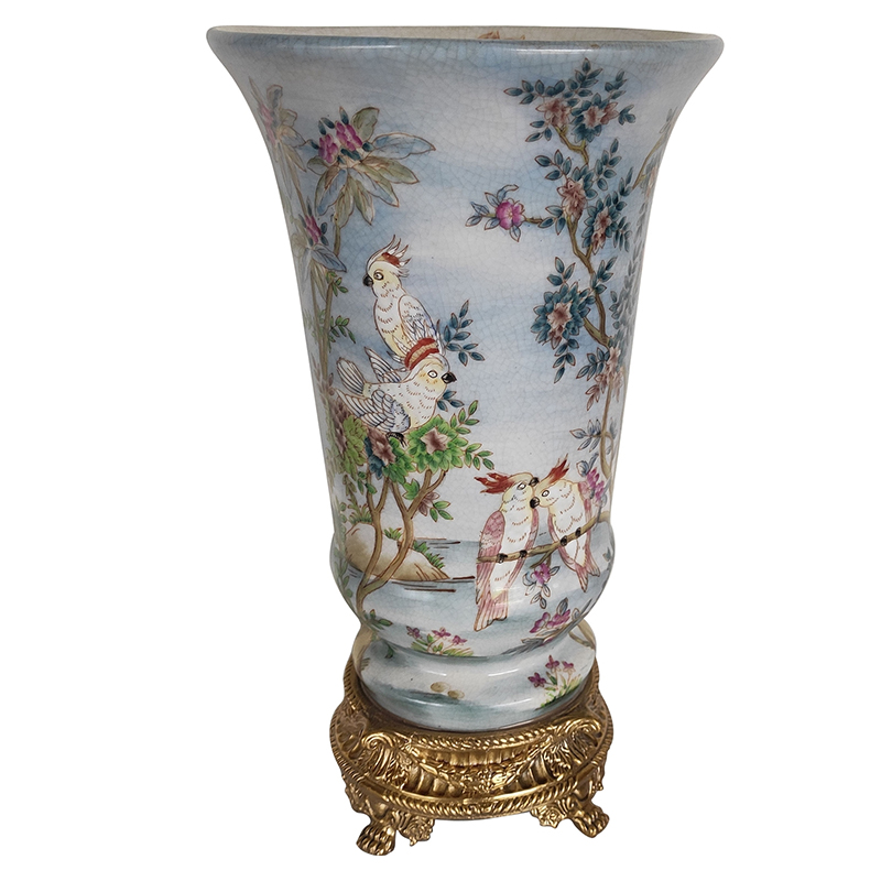Ваза Blue Vase Parrots Бронза Мульти Голубой Ваза Blue Vase Parrots Бронза Мульти Голубой в Твери | Loft Concept