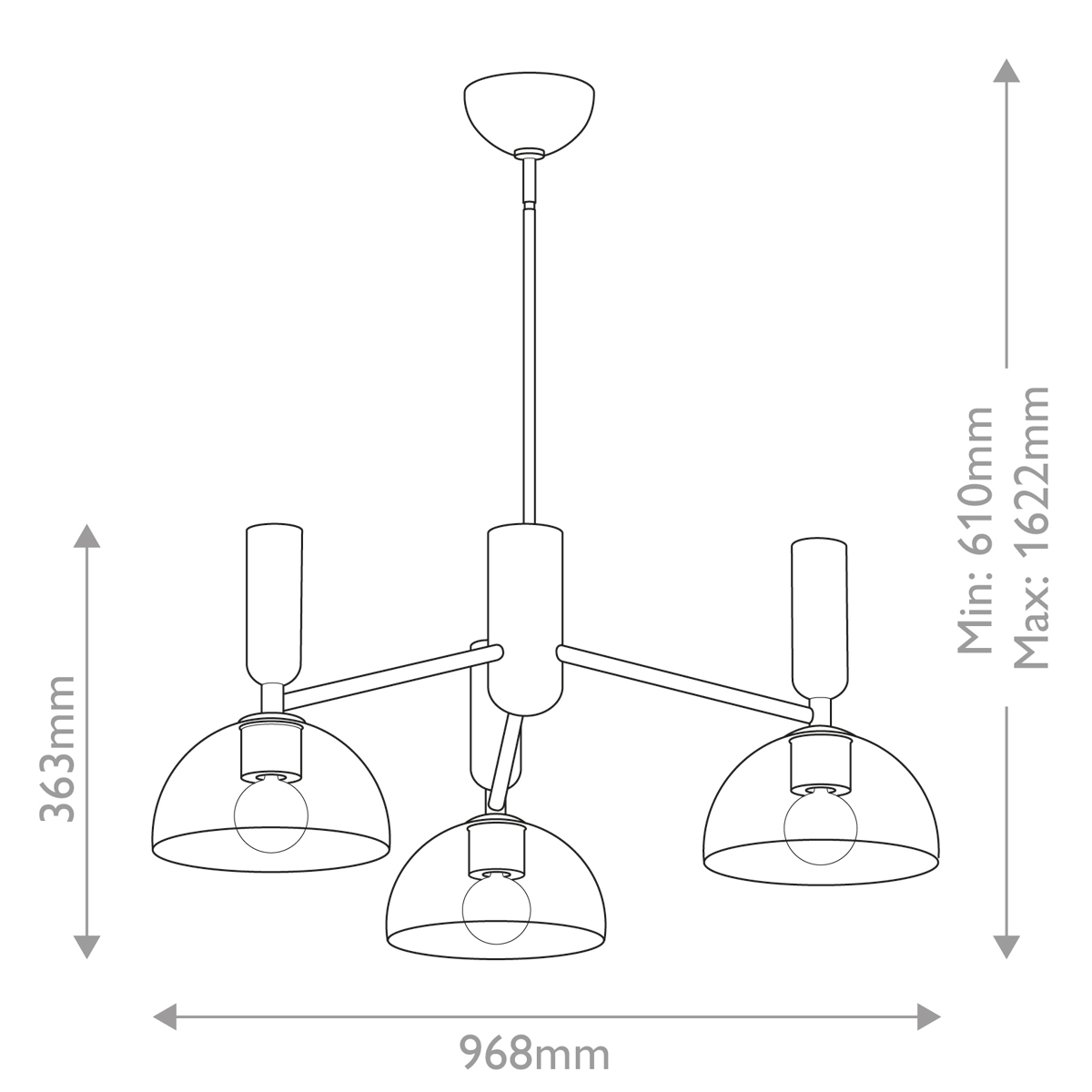 Люстра с 3-мя прозрачными полусферическими плафонами из стекла Alora Mood в Твери