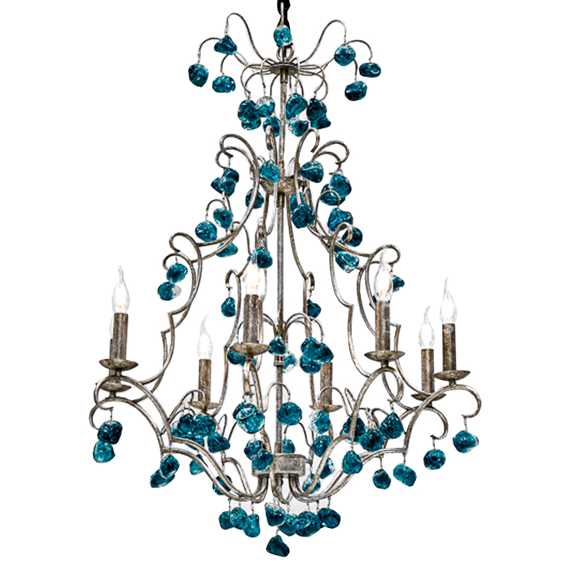 Люстра Crystal Blue Cupertino Chandelier Бирюзовый Люстра Crystal Blue Cupertino Chandelier Бирюзовый в Твери | Loft Concept