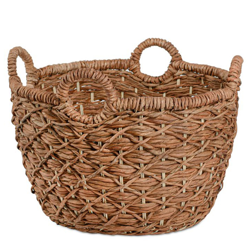 Корзина плетеная Wicker basket 4 handles Коричневый Корзина плетеная Wicker basket 4 handles Коричневый в Твери | Loft Concept