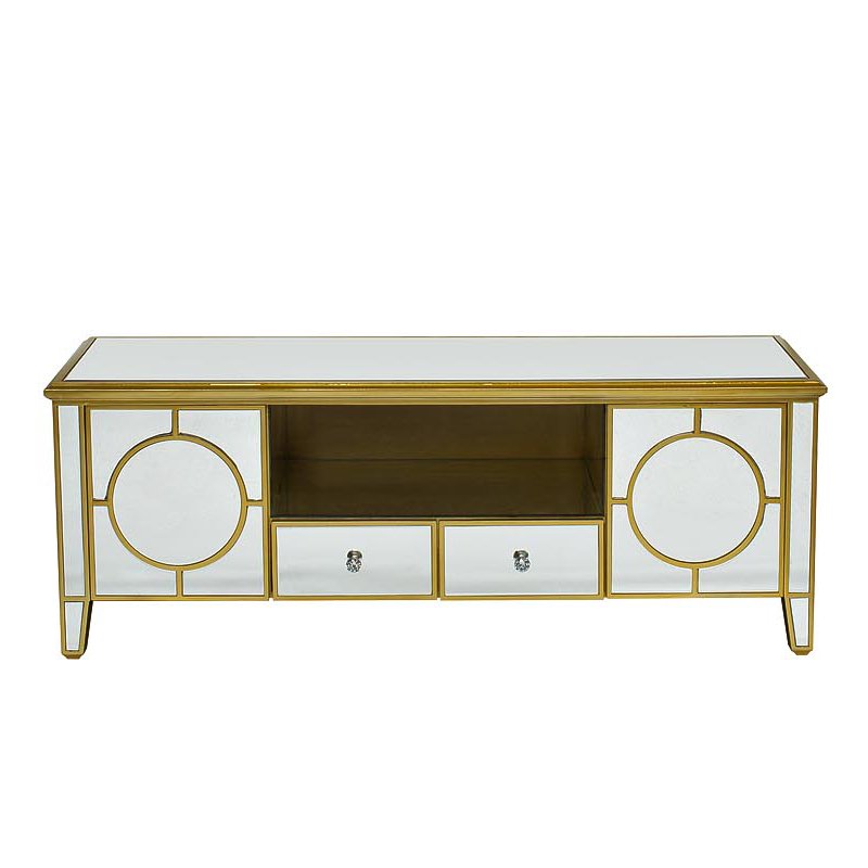Комод в стиле арт-деко зеркальный Mirrored Circles Commode Золотой Комод в стиле арт-деко зеркальный Mirrored Circles Commode Золотой в Твери | Loft Concept