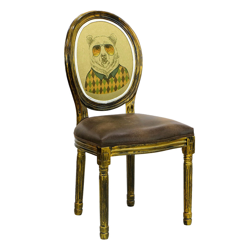 Стул French chair Bear Коричневый винтаж Винтажная латунь в Твери | Loft Concept 