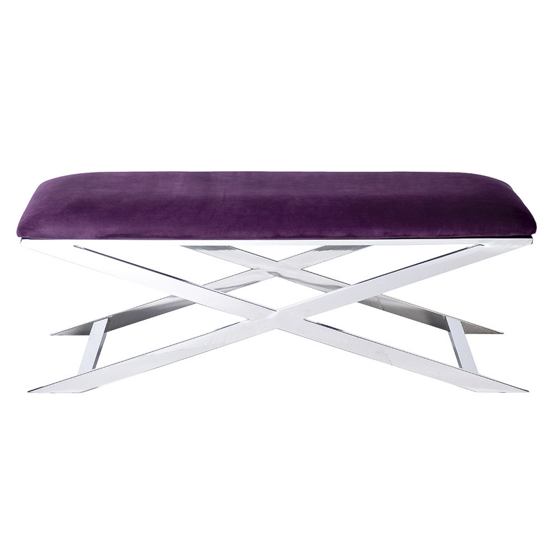 Банкетка Bench Velor Violet Хром Фиолетовый в Твери | Loft Concept 