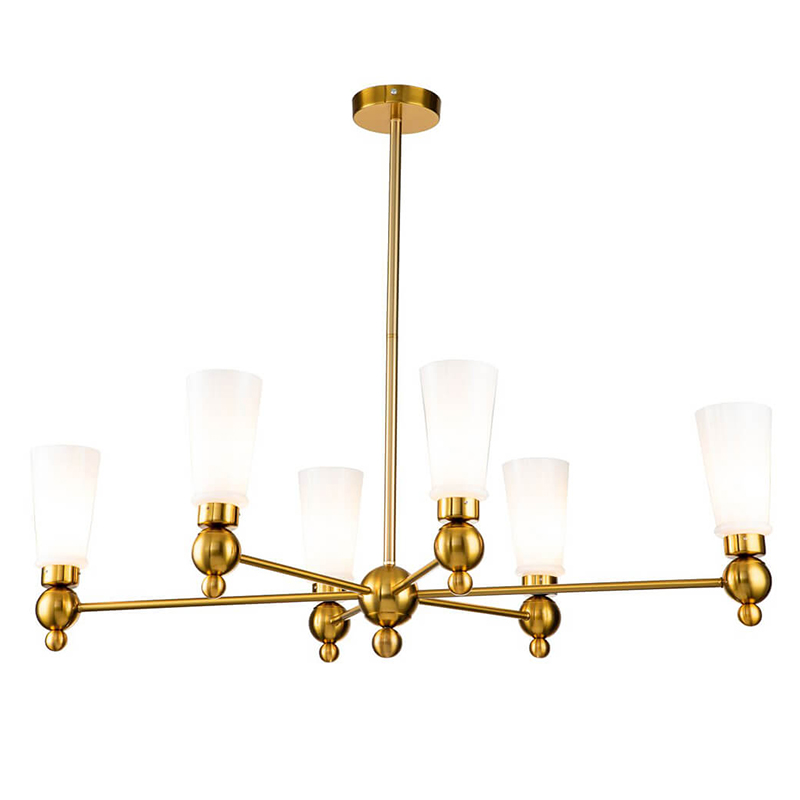 Люстра Chamila Chandelier 6 Латунь Белый Люстра Chamila Chandelier 6 Латунь Белый в Твери | Loft Concept