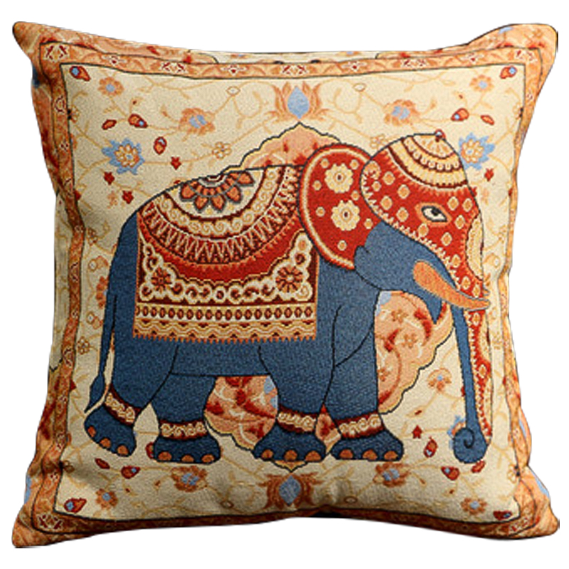 Декоративная подушка Indian Elephant Yellow Blue Мульти Желтый Синий Декоративная подушка Indian Elephant Yellow Blue Мульти Желтый Синий в Твери | Loft Concept