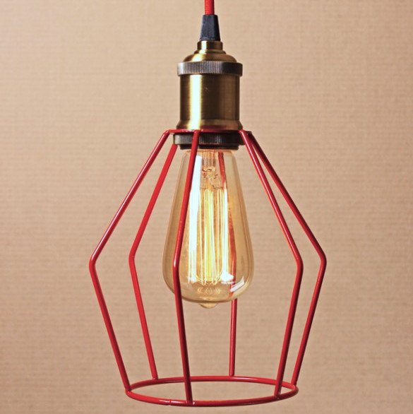 Подвесной светильник Wire Cage Pendant Trew Red Красный Подвесной светильник Wire Cage Pendant Trew Red Красный в Твери | Loft Concept