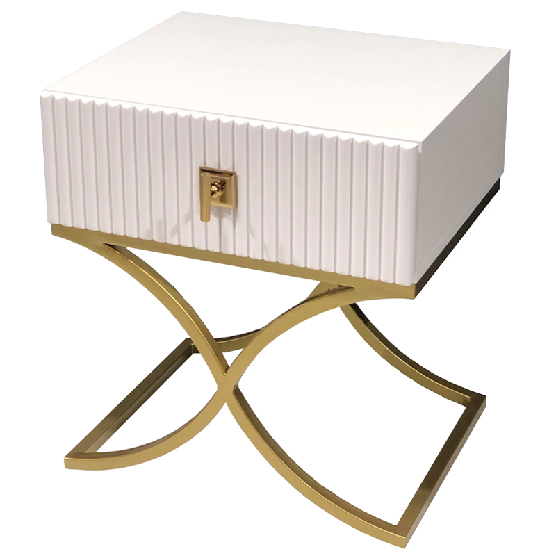 Тумба Catrin Nightstand Белый Золотой Тумба Catrin Nightstand Белый Золотой в Твери | Loft Concept