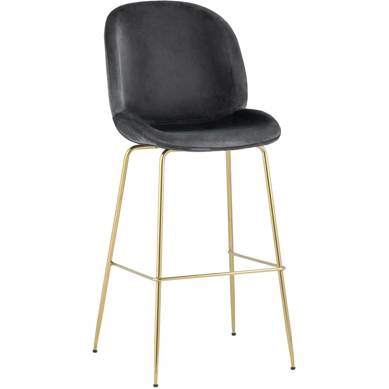 Барный Стул Серый Велюр Vendramin Chair Серый Золотой Барный Стул Серый Велюр Vendramin Chair Серый Золотой в Твери | Loft Concept