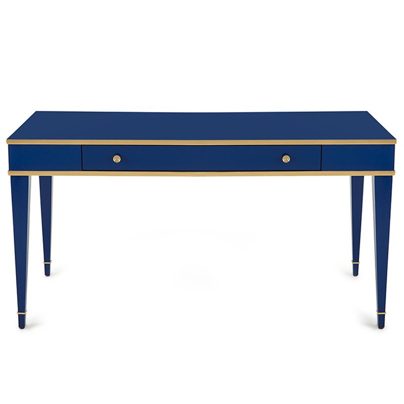 Письменный стол Kelly Desk Синий Синий Винтажное глянцевое золото с состаренным эффектом Письменный стол Kelly Desk Синий Синий Винтажное глянцевое золото с состаренным эффектом в Твери | Loft Concept