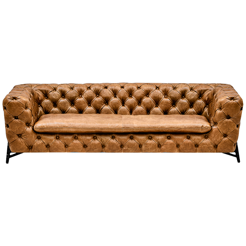 Диван Hendrica Capitone Sofa Карамель Черный Диван Hendrica Capitone Sofa Карамель Черный в Твери | Loft Concept