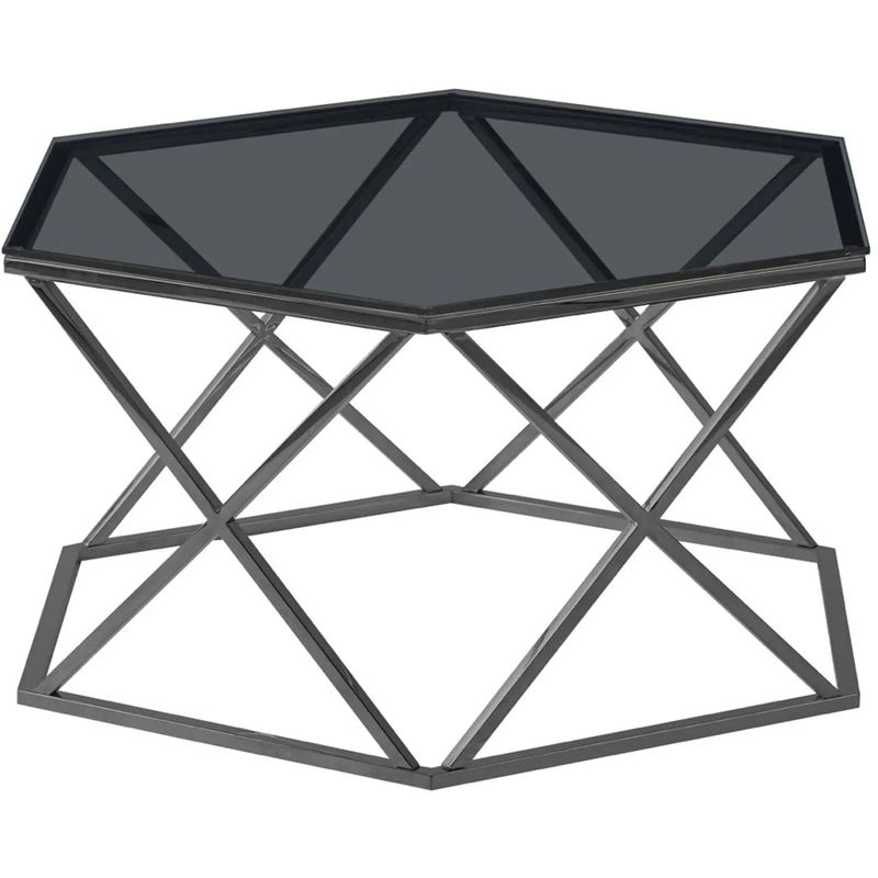 Столик кофейный Ormando Collection Dark Chrome №1 Темный хром Стекло Смок Столик кофейный Ormando Collection Dark Chrome №1 Темный хром Стекло Смок в Твери | Loft Concept