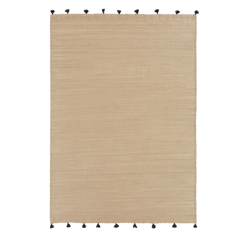 Ковер с помпонами Wicker Carpet Бежевый Черный Ковер с помпонами Wicker Carpet Бежевый Черный в Твери | Loft Concept
