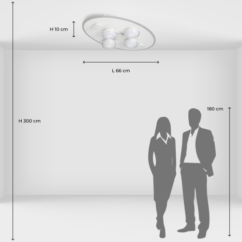 Потолочный светильник овальной формы белого цвета с 7-ю лампами Lunar Pebbles в Твери