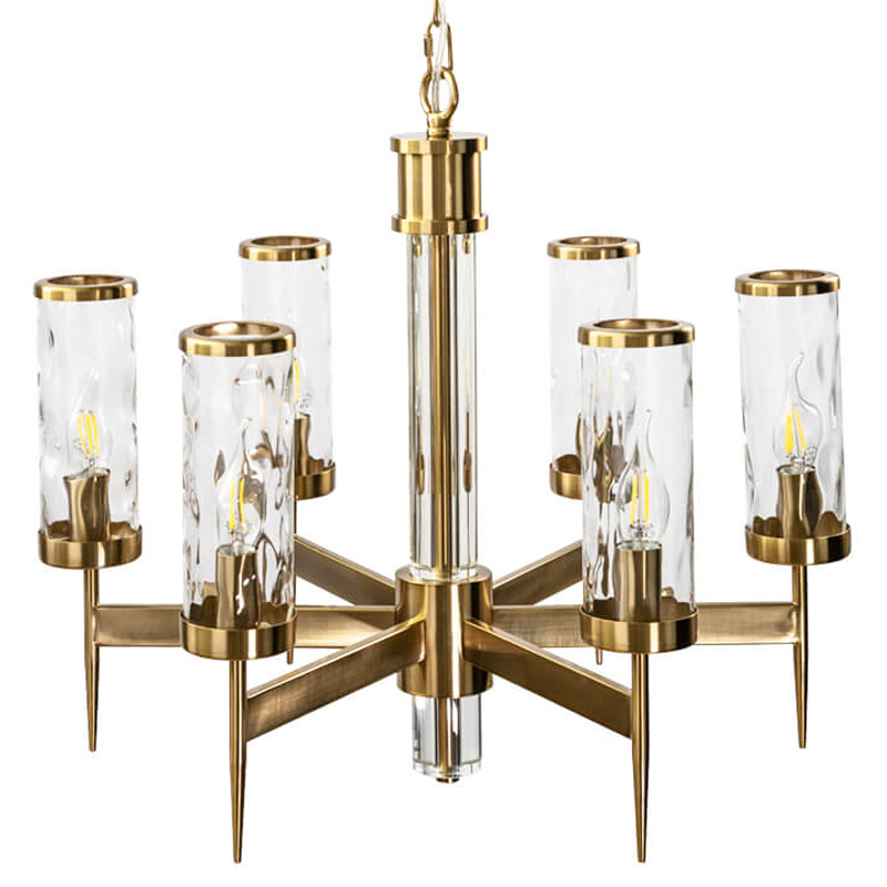 Люстра Brass Wheel Small в Американском стиле Латунь Прозрачный Люстра Brass Wheel Small в Американском стиле Латунь Прозрачный в Твери | Loft Concept