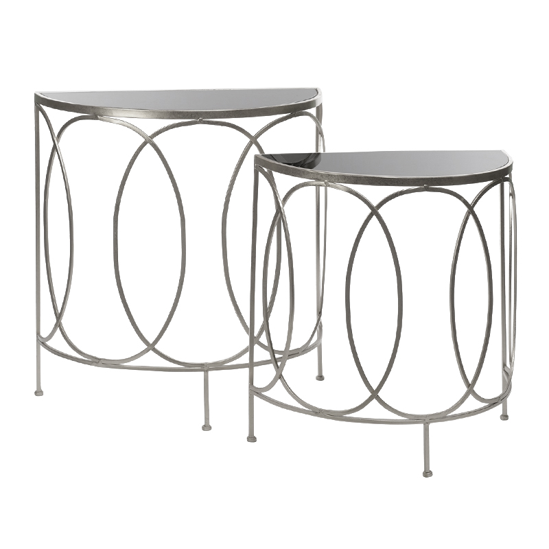 Консоль полукруглая Frame Metallic Silver Серебряный Серый Консоль полукруглая Frame Metallic Silver Серебряный Серый в Твери | Loft Concept
