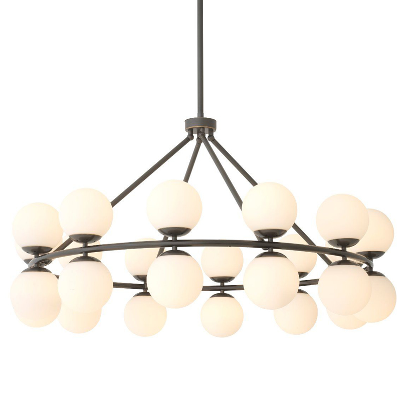 Люстра Eichholtz Chandelier Hutchinson Bronze Темная бронза Белое матовое стекло Люстра Eichholtz Chandelier Hutchinson Bronze Темная бронза Белое матовое стекло в Твери | Loft Concept