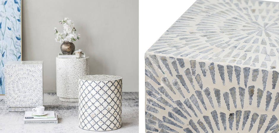 Приставной Стол Bone Inlay из раковин устриц Приставной Стол Bone Inlay из раковин устриц - Loft-Concept в Твери