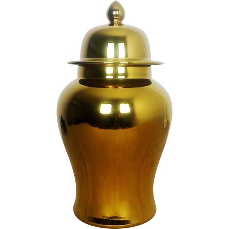Ваза Gold Ceramic Chinese Jars with Lids Золотой Ваза Gold Ceramic Chinese Jars with Lids Золотой в Твери | Loft Concept