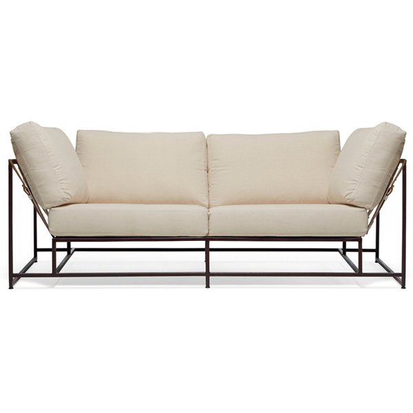 Двухместный диван Canvas & Copper Two Seat Sofa Молочный Двухместный диван Canvas & Copper Two Seat Sofa Молочный в Твери | Loft Concept