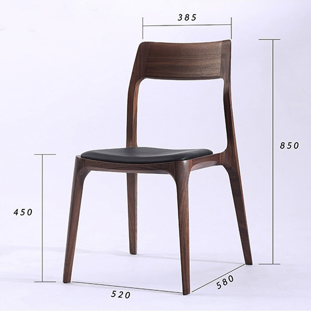 Стул деревянный с мягким сиденьем из черной натуральной кожи Moon Walnut Furniture Стул деревянный с мягким сиденьем из черной натуральной кожи Moon Walnut Furniture в Твери