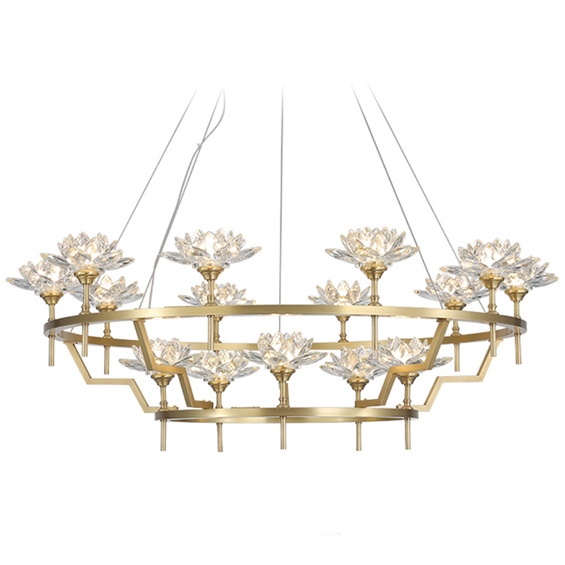 Большая Люстра Хрустальные Цветы Лотоса Lotus flower Clear Glass lamp 15 Латунь Прозрачное Стекло Большая Люстра Хрустальные Цветы Лотоса Lotus flower Clear Glass lamp 15 Латунь Прозрачное Стекло в Твери | Loft Concept