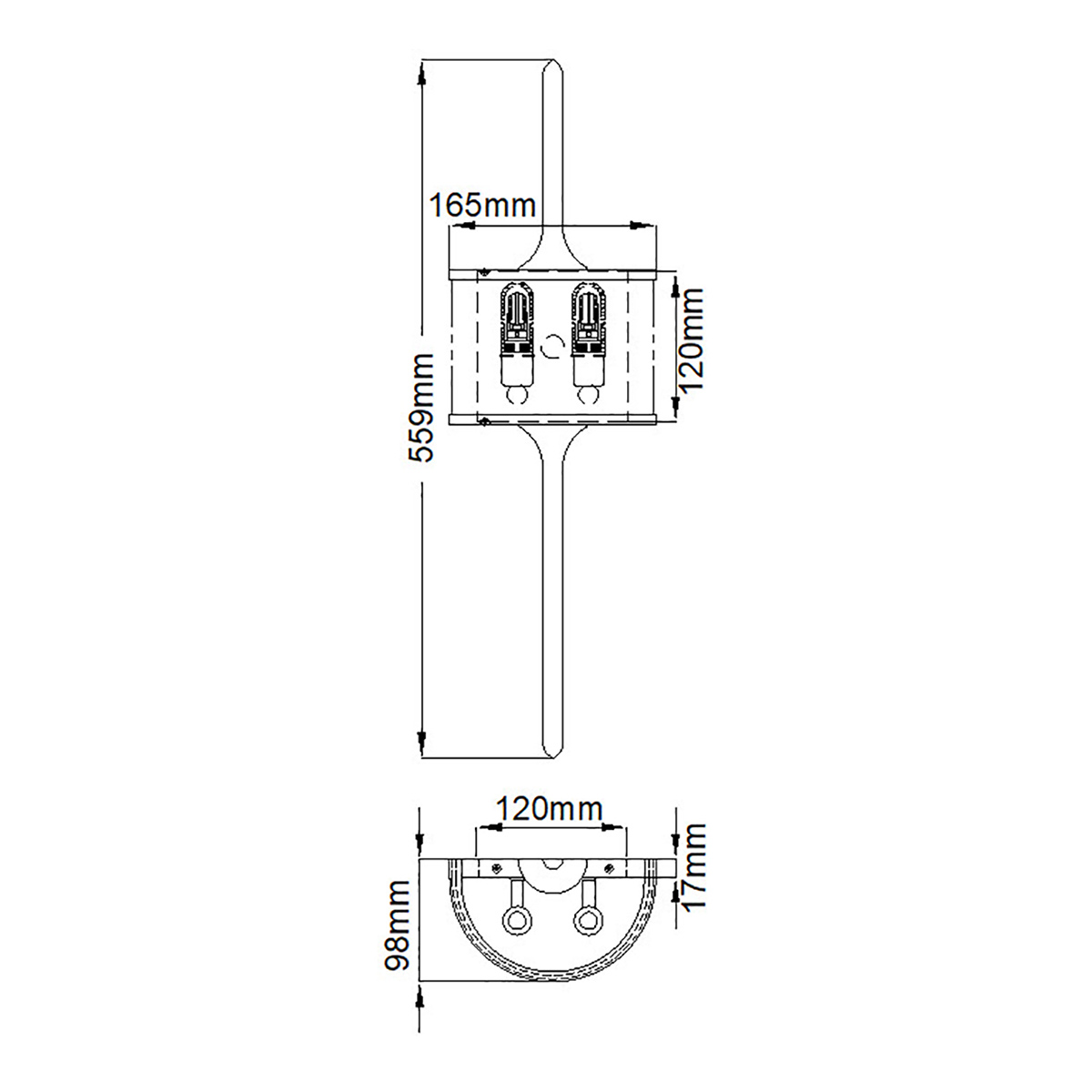 Бра вертикальное с белым полукруглым плафоном и длинным стержнем S Kichler в Твери
