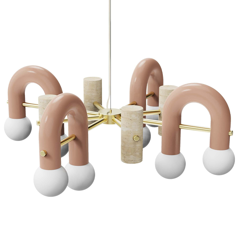 Люстра PYPPE 100 UTU SOULFUL LIGHTING Розовый Песочный Белый Латунь Люстра PYPPE 100 UTU SOULFUL LIGHTING Розовый Песочный Белый Латунь в Твери | Loft Concept
