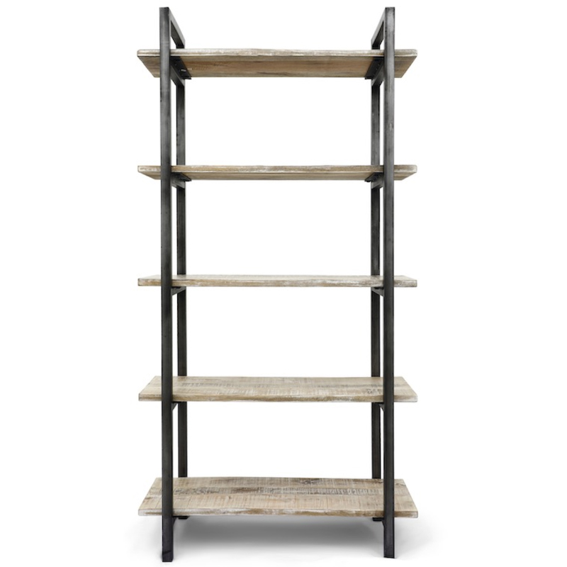 Стеллаж Takari Industrial light Wood Белый винтажная патина Черный Стеллаж Takari Industrial light Wood Белый винтажная патина Черный в Твери | Loft Concept