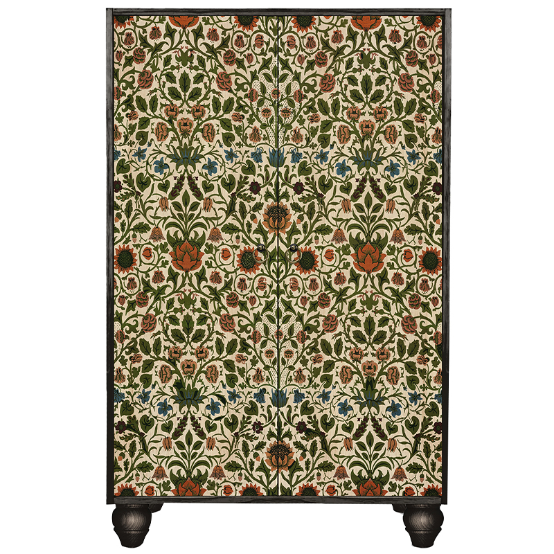Шкаф с цветочным узором на дверцах Floral Print Cabinet Black Мульти Черный Шкаф с цветочным узором на дверцах Floral Print Cabinet Black Мульти Черный в Твери | Loft Concept