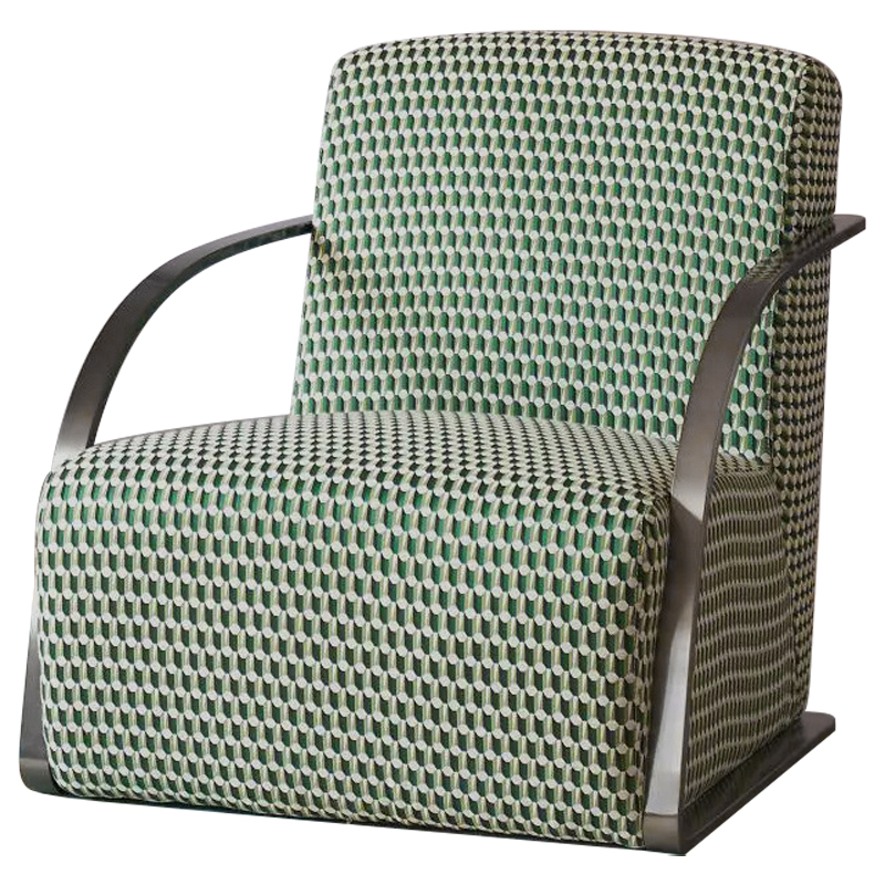 Кресло Esme Green Pattern Armchair Зеленый Темный хром Кресло Esme Green Pattern Armchair Зеленый Темный хром в Твери | Loft Concept