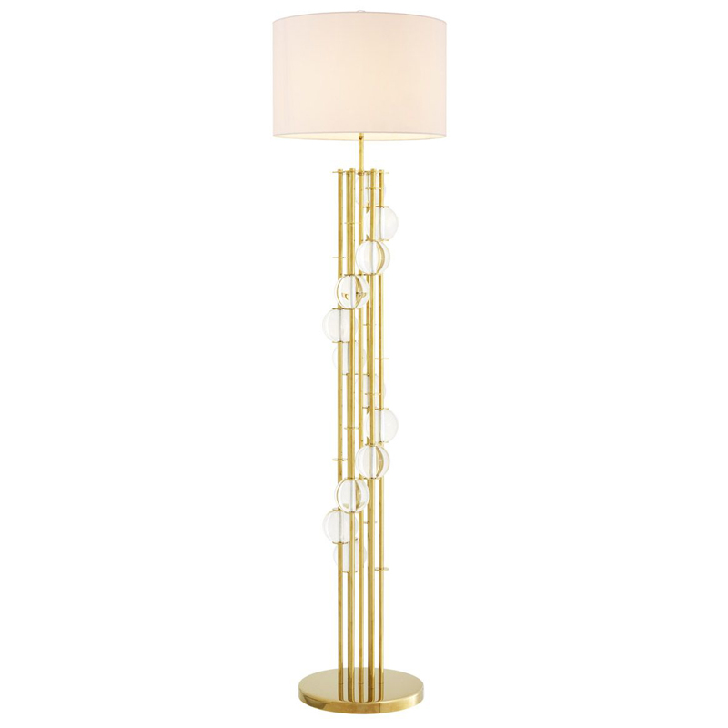 Торшер Eichholtz Floor Lamp Lorenzo Gold & white Глянцевое золото Белый Прозрачный Торшер Eichholtz Floor Lamp Lorenzo Gold & white Глянцевое золото Белый Прозрачный в Твери | Loft Concept