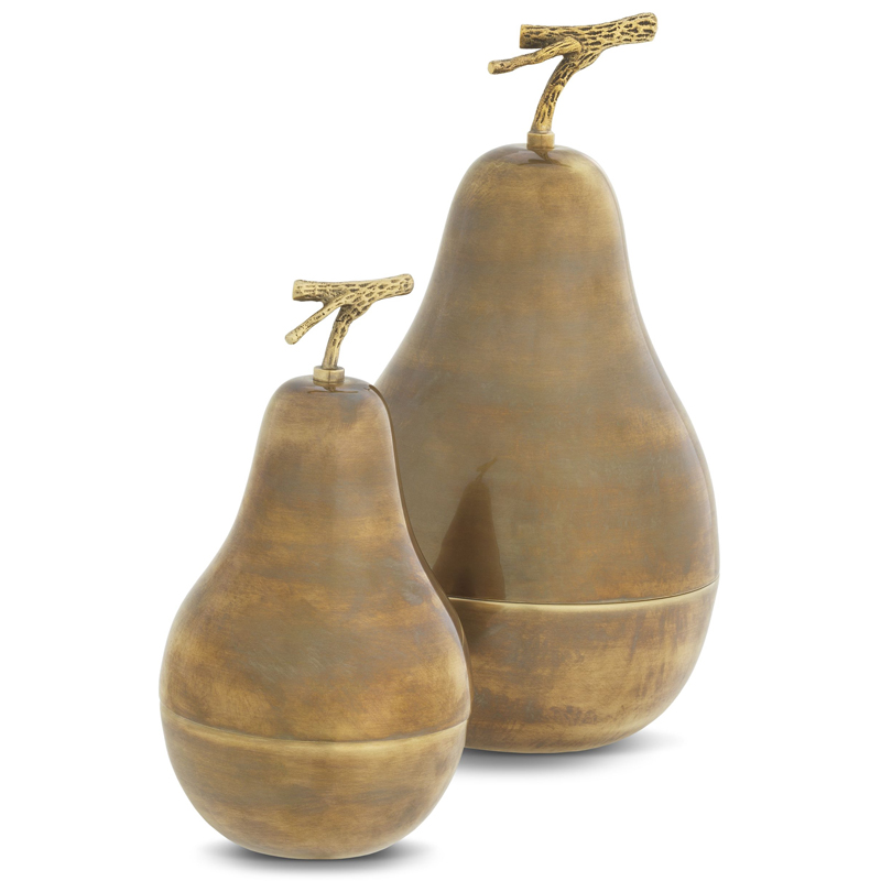 Комплект шкатулок Eichholtz Box Pear Set of 2 brass Винтажная латунь Комплект шкатулок Eichholtz Box Pear Set of 2 brass Винтажная латунь в Твери | Loft Concept