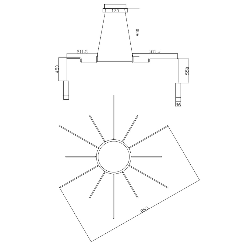 Wireflow LED Black Suspension lam 12 патронов Wireflow LED Black Suspension lam 12 патронов в Твери