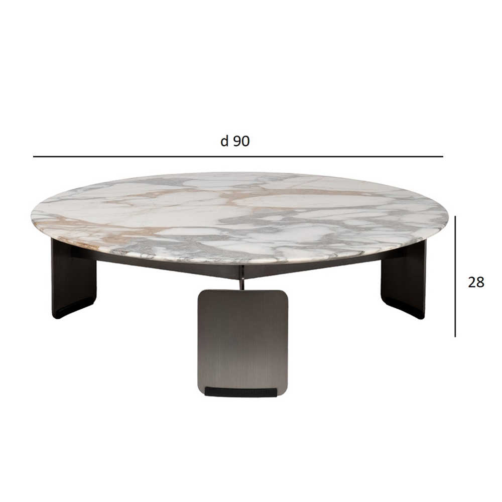 Столик журнальный с круглой мраморной столешницей на трех опорах Marble Stone Drawing в Твери