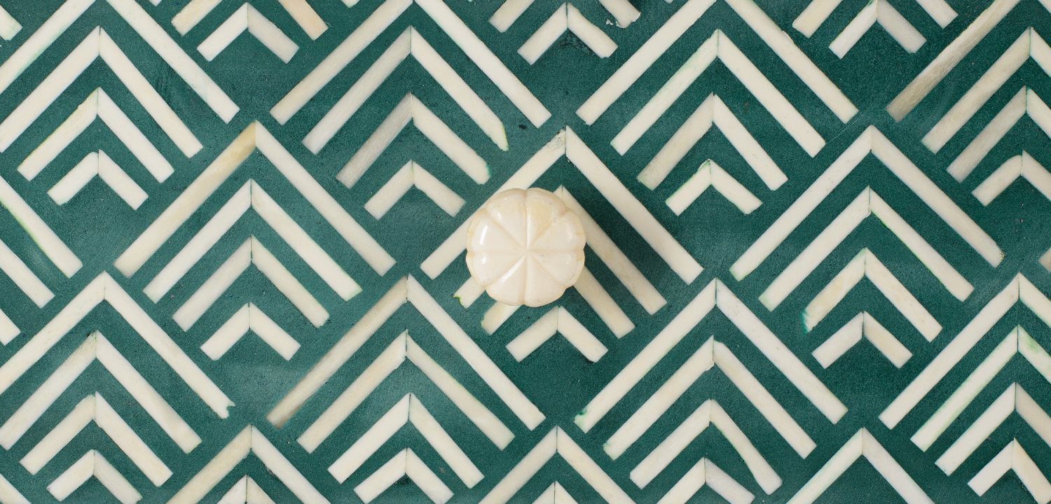 Комод инкрустация костью Green Indian Bone Inlay 3 drawer Зеленый - фото №2