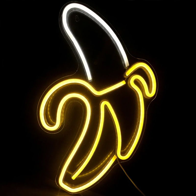 Неоновая настенная лампа Banana Neon Wall Lamp Прозрачный Белый Желтый Неоновая настенная лампа Banana Neon Wall Lamp Прозрачный Белый Желтый в Твери | Loft Concept