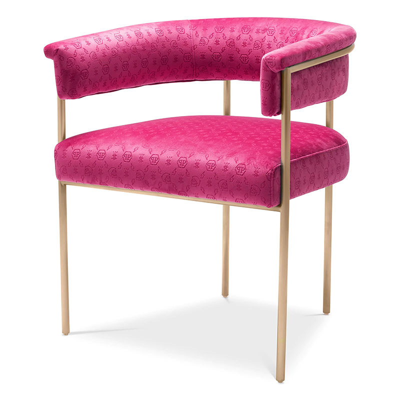 Стул Philipp Plein Dining Chair Monogram Розовый Розовый Золотой Стул Philipp Plein Dining Chair Monogram Розовый Розовый Золотой в Твери | Loft Concept
