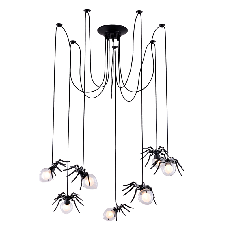Люстра черная Паук Spiders lamp 7 Черный Прозрачный Люстра черная Паук Spiders lamp 7 Черный Прозрачный в Твери | Loft Concept