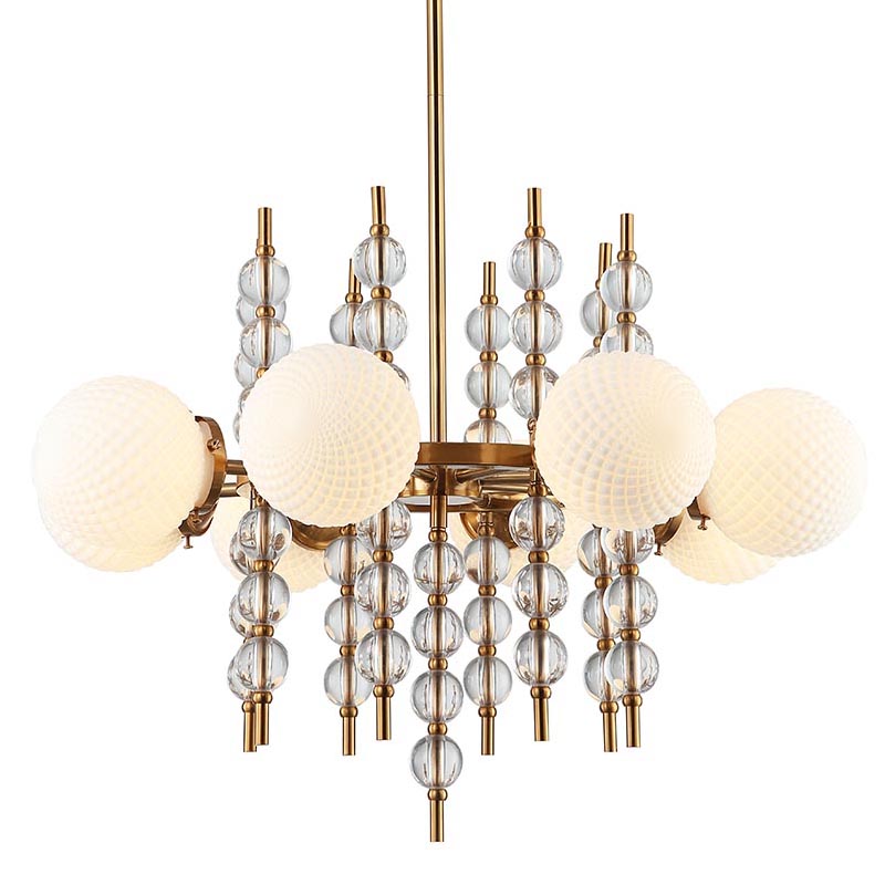 Люстра Addelyn Chandelier 8 lamp Белый Латунь Люстра Addelyn Chandelier 8 lamp Белый Латунь в Твери | Loft Concept