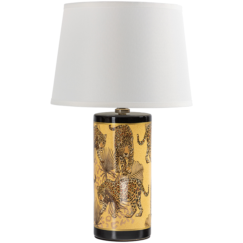 Настольная лампа с абажуром Leopard Lampshade Yellow White Желтый Белый Черный Настольная лампа с абажуром Leopard Lampshade Yellow White Желтый Белый Черный в Твери | Loft Concept