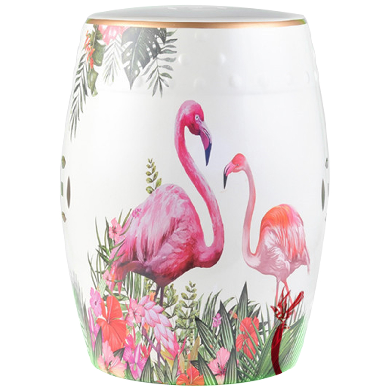 Керамический табурет Flamingo Tropical Animal Ceramic Stool White Белый Розовый Зеленый Керамический табурет Flamingo Tropical Animal Ceramic Stool White Белый Розовый Зеленый в Твери | Loft Concept