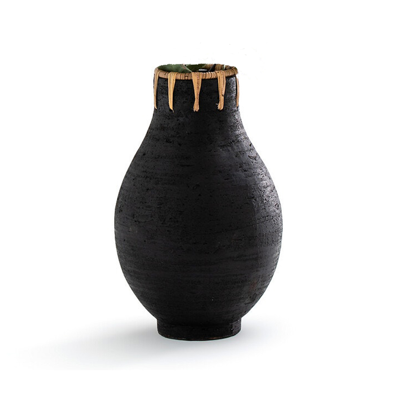 Ваза Ceramic Vase & Rattan D20 Черный Ваза Ceramic Vase & Rattan D20 Черный в Твери | Loft Concept