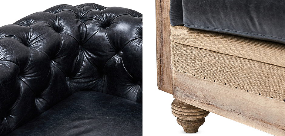 Диван Deconstructed Chesterfield Sofa double Black leather Диван Deconstructed Chesterfield Sofa double Black leather - Loft-Concept в Твери