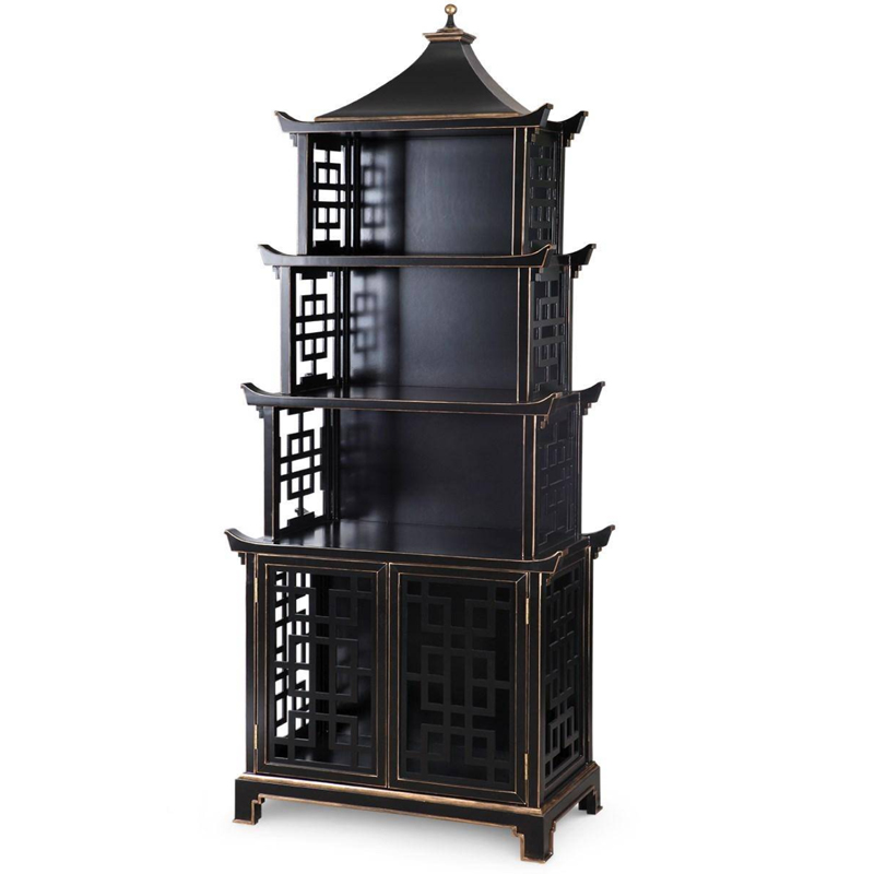Стеллаж Черная Пагода Bungalow 5 Pagoda Black Wood Винтажный черный Стеллаж Черная Пагода Bungalow 5 Pagoda Black Wood Винтажный черный в Твери | Loft Concept