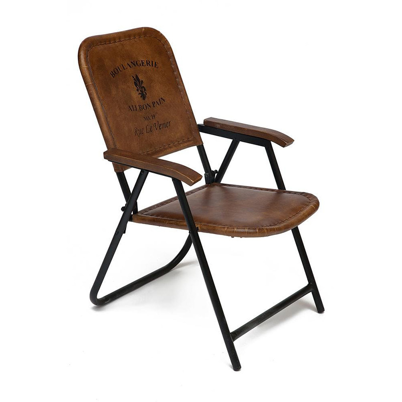 Складной кожаный стул Industrial Folding buffalo leather chair Коричневый Черный Складной кожаный стул Industrial Folding buffalo leather chair Коричневый Черный в Твери | Loft Concept