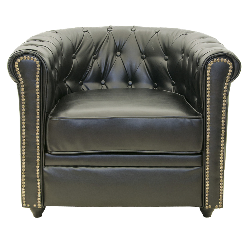 Кресло кожаное с мягкими подлокотниками на 4-х деревянных ножках Logan Leather Armchair black 2 Черный Кресло кожаное с мягкими подлокотниками на 4-х деревянных ножках Logan Leather Armchair black 2 Черный в Твери | Loft Concept