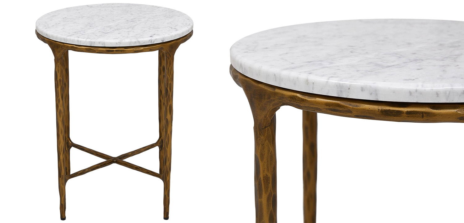 Приставной стол круглый с мраморной столешницей Randy Marble Round Coffee Table - фото