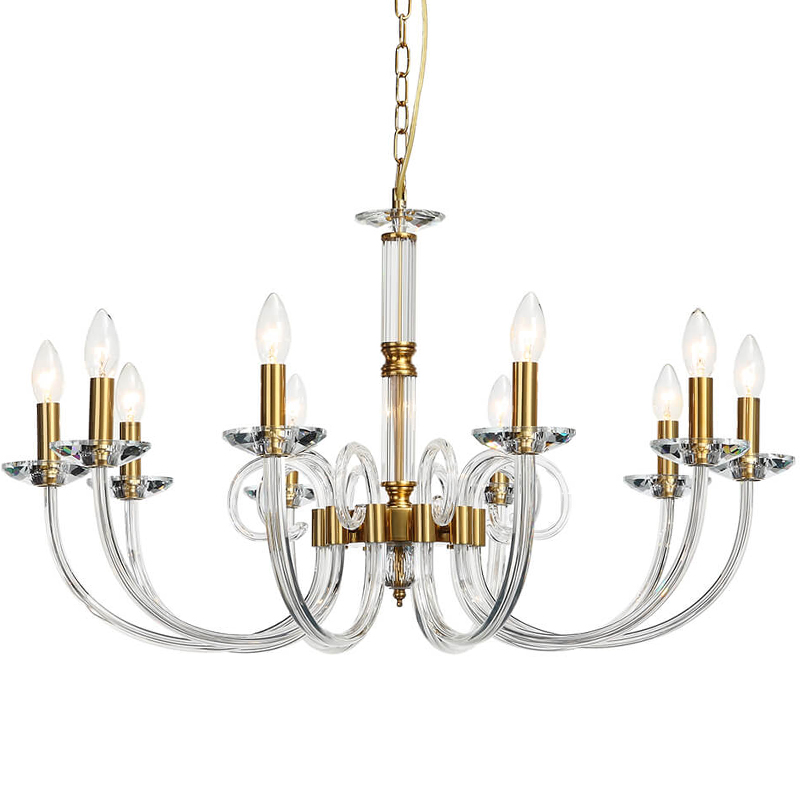 Люстра Twisted Glass Candles Chandelier 10 Золотой Прозрачное Стекло Люстра Twisted Glass Candles Chandelier 10 Золотой Прозрачное Стекло в Твери | Loft Concept