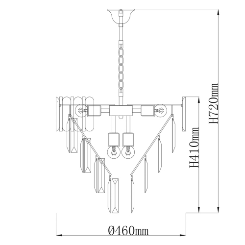 Люстра из черного металла с многоярусными подвесками из прозрачного хрусталя на золотой цепи Empire Black Chandelier Crystal в Твери